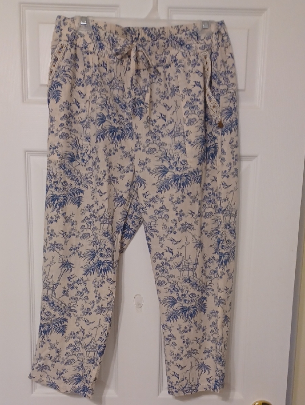 Maison Scotch (Scotch & Soda) Sz 3, (US 8), Toile De Jouy Print Drawstring Pants
